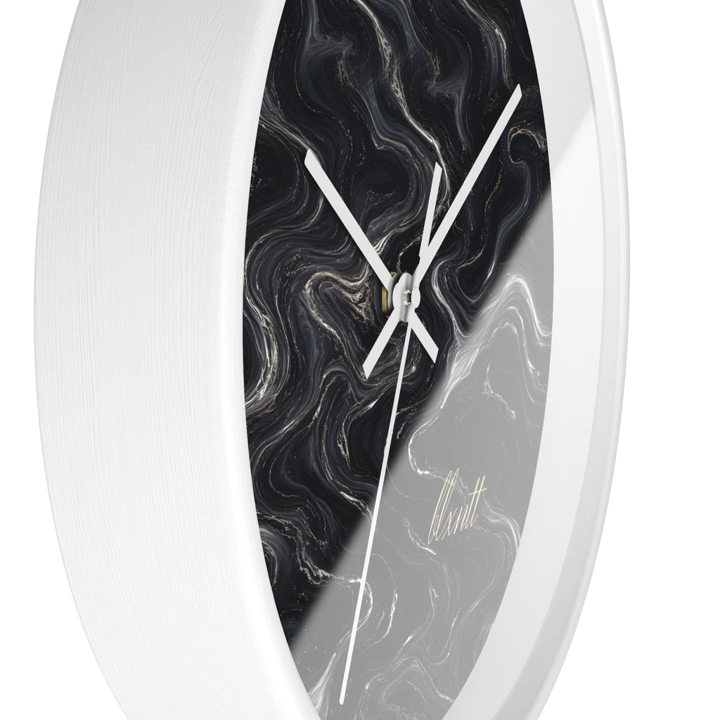 Black & Silver Marble Wall Clock