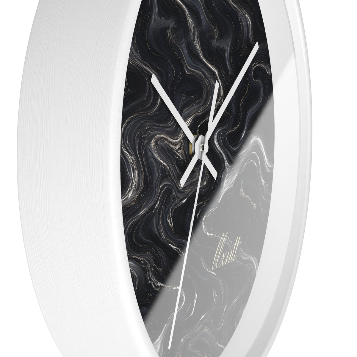 Black & Silver Marble Wall Clock