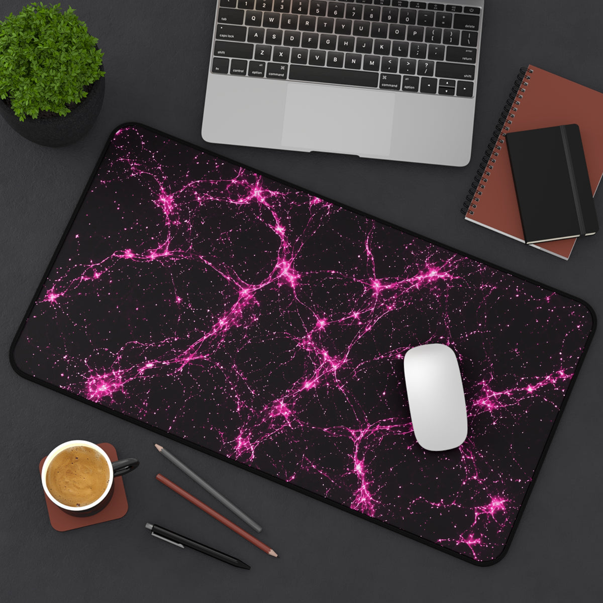 Neon Mycelium - Hot Pink Pulse Desk Mat