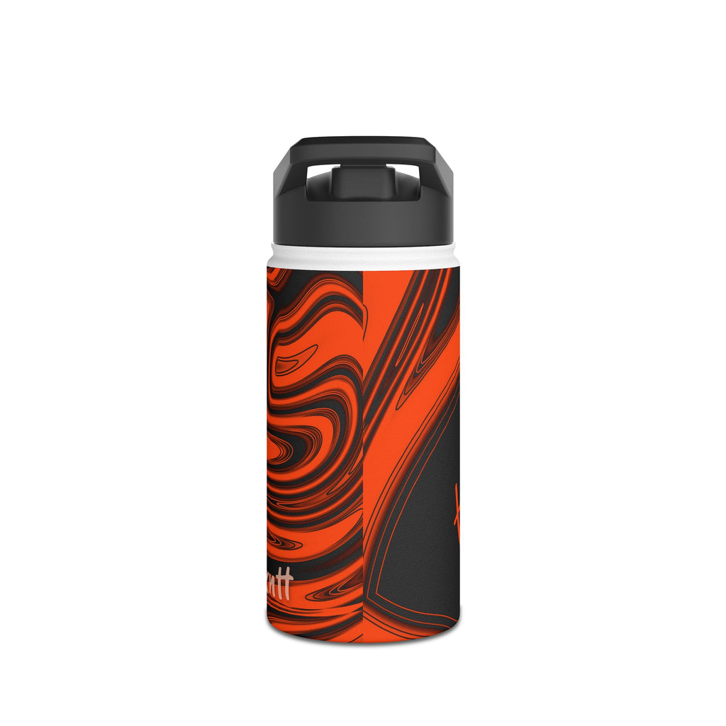Orange & Black Trippy Football Water Bottle