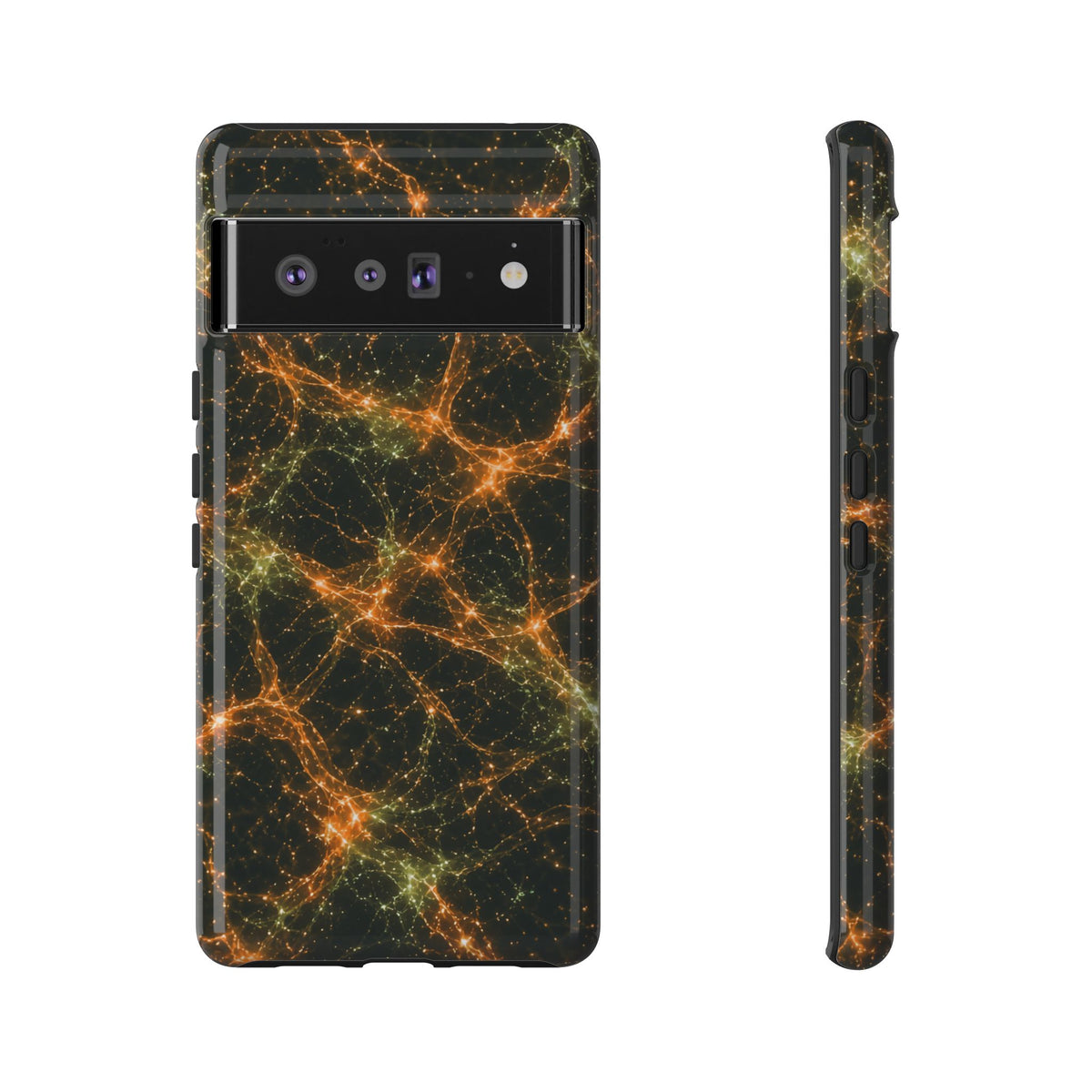 Neon Mycelium - Electric Tangerine Teal Phone Case