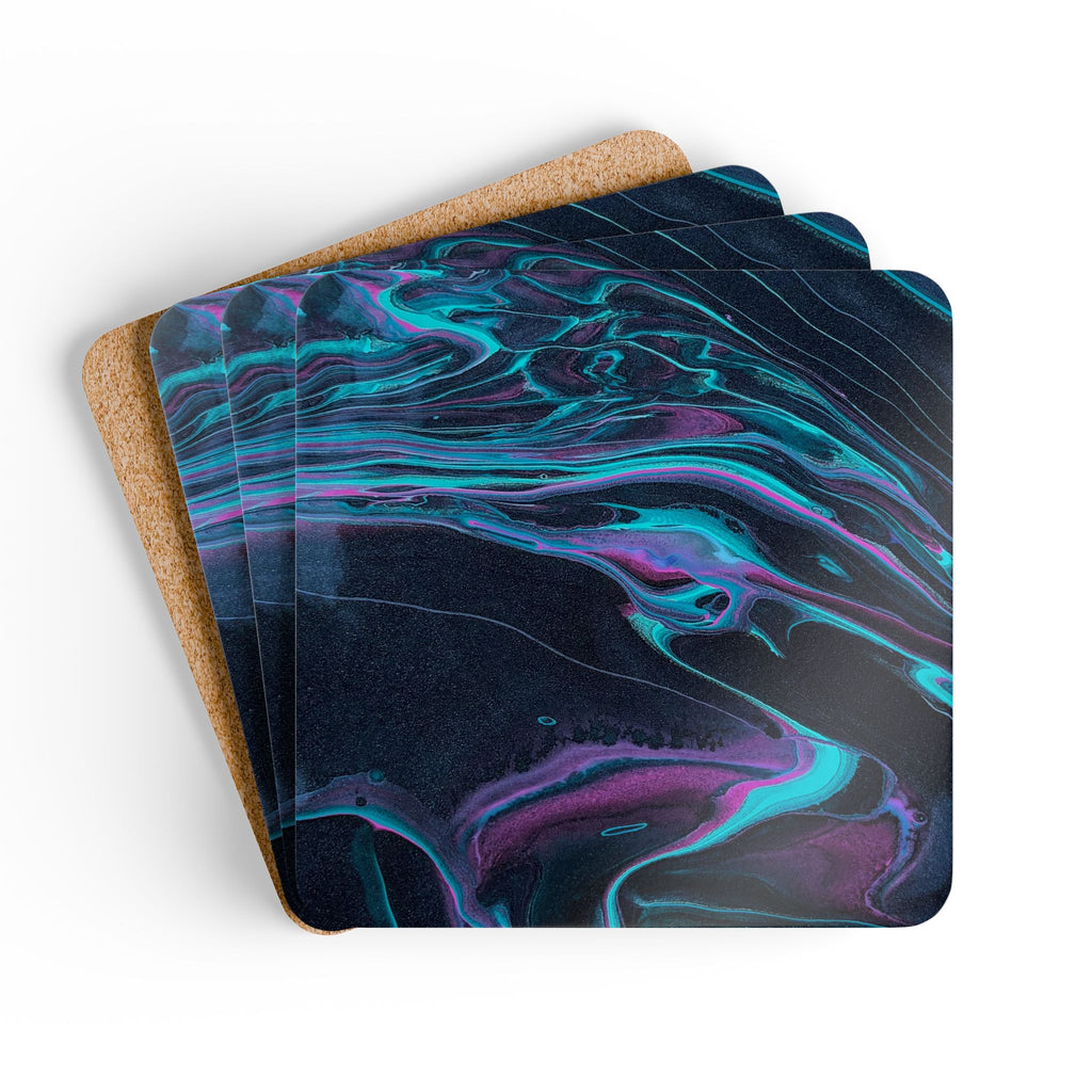 BLXNTT Midnight Pour Hardboard Coasters with Cork Bottom (Set of 4)