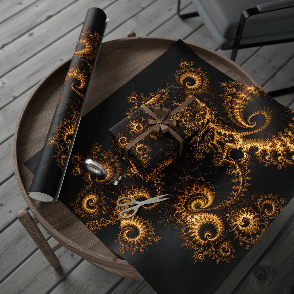Copper Infinity - Gold on Black Wrapping Paper