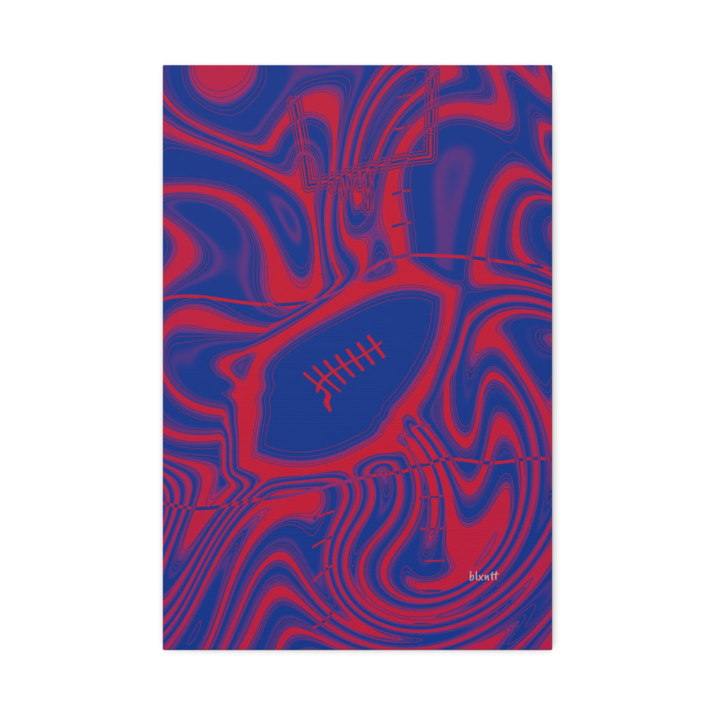 Royal Blue & Red Trippy Football Glossy Canvas