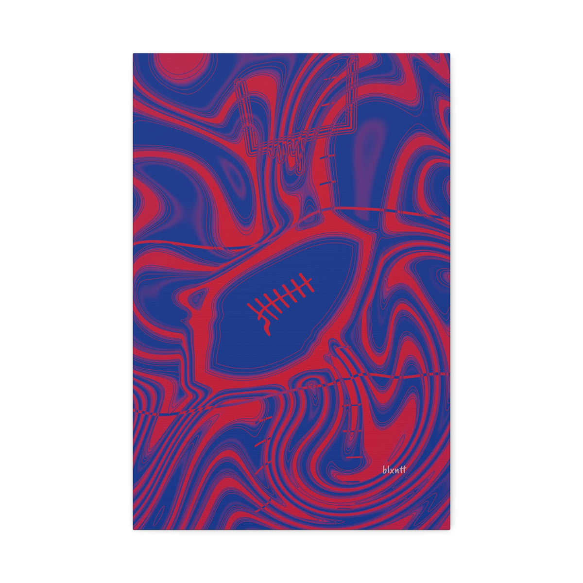 Royal Blue & Red Trippy Football Glossy Canvas