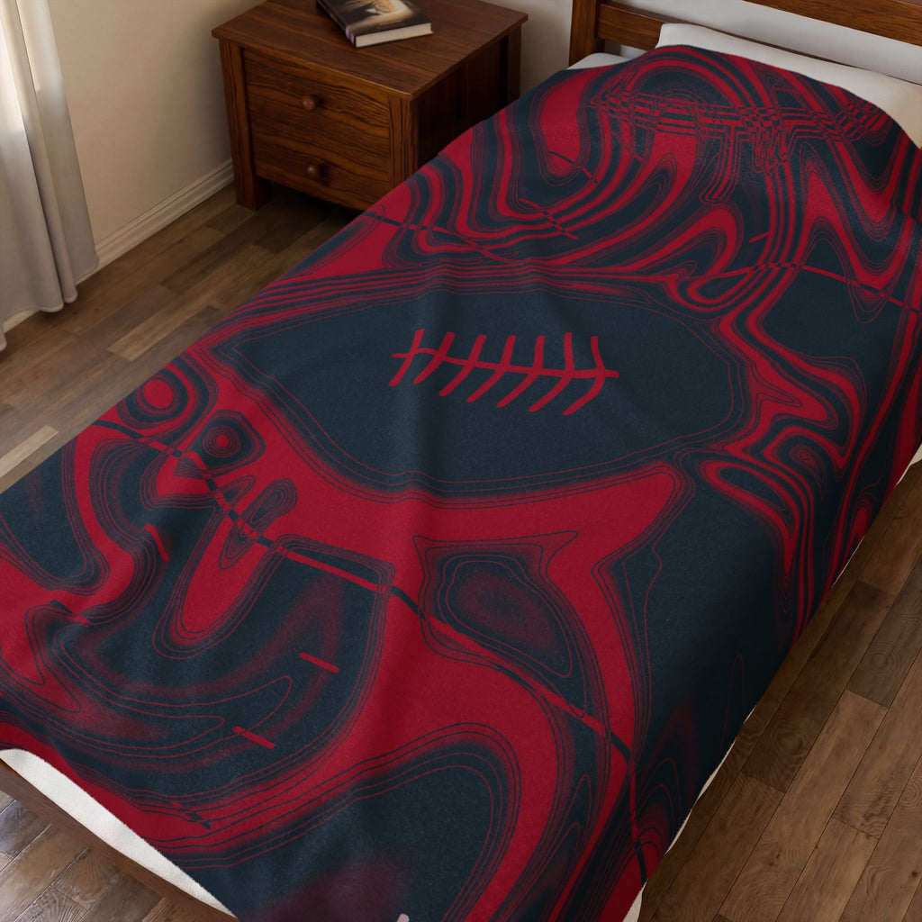 Midnight Navy & Red Trippy Football Blanket