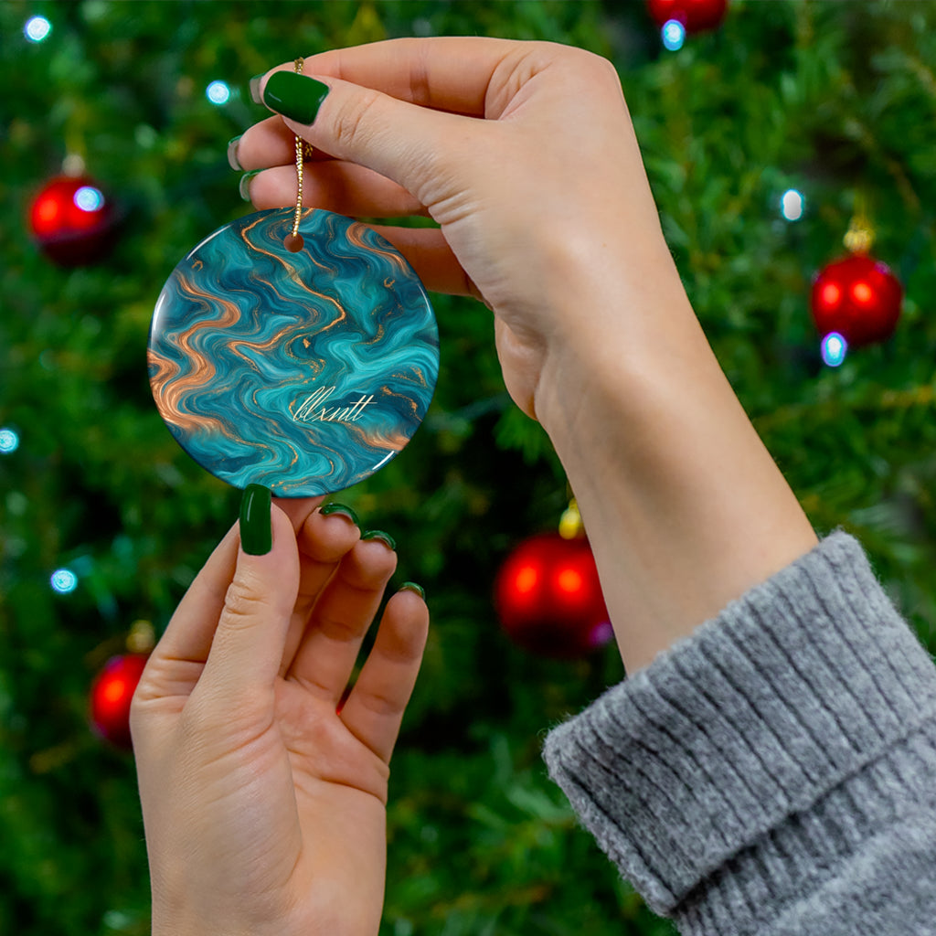 Turquoise & Copper Marble Ornament