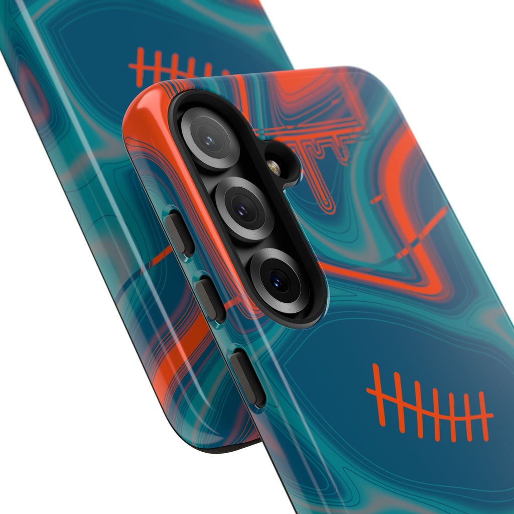 Aqua & Orange Trippy Football Phone Case