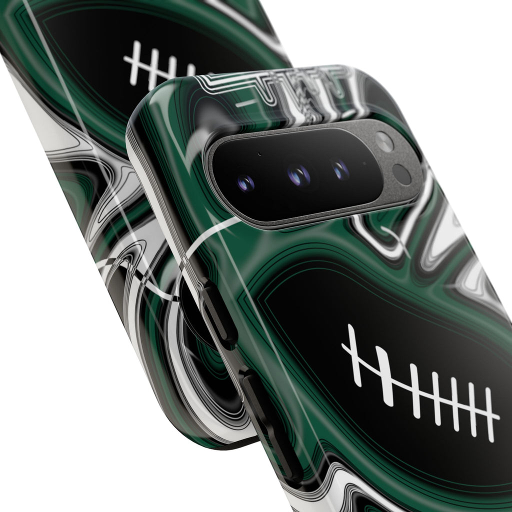 Hunter Green & White Trippy Football Phone Case