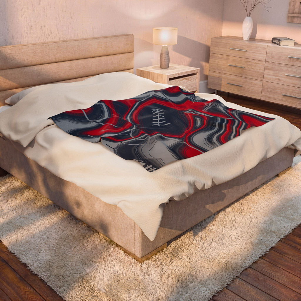 Navy, Red & Silver Trippy Football Blanket