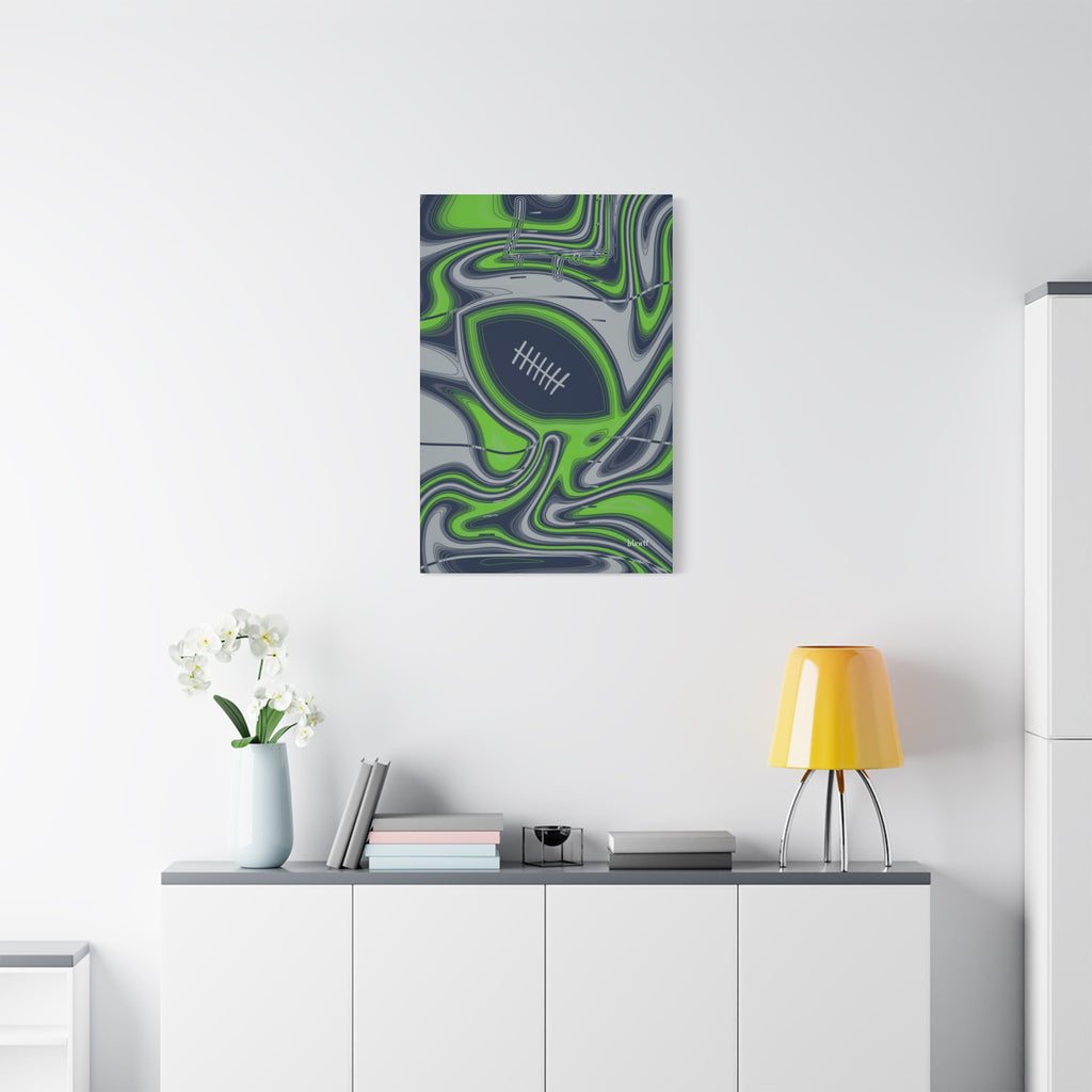 Navy & Neon Green Trippy Football Canvas