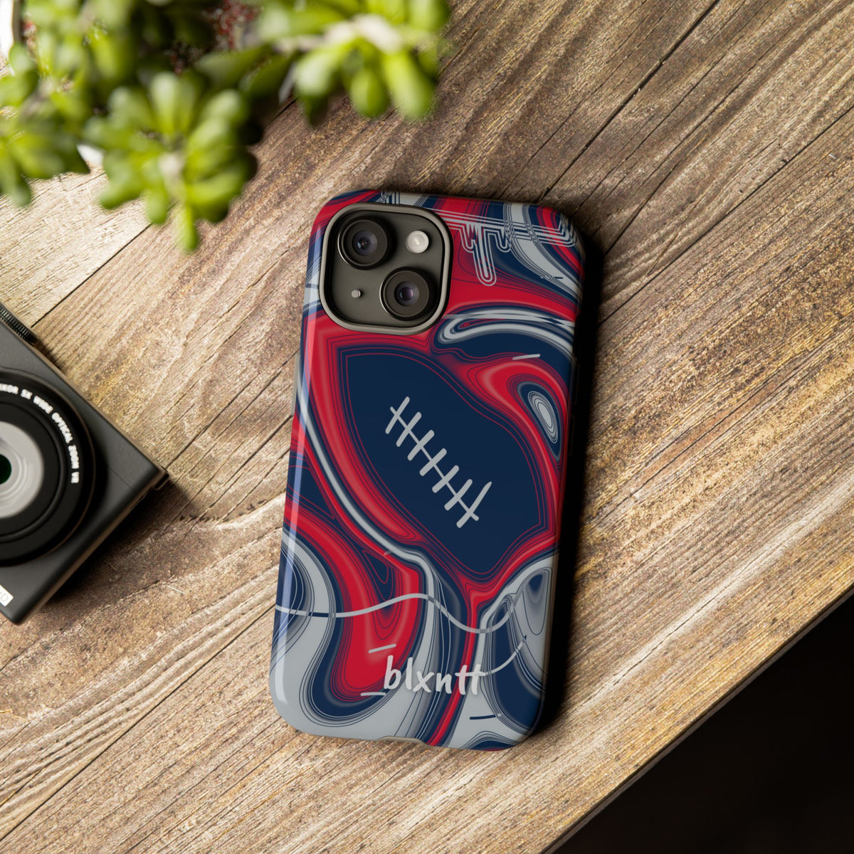 Navy, Red & Silver Trippy Football Phone Case