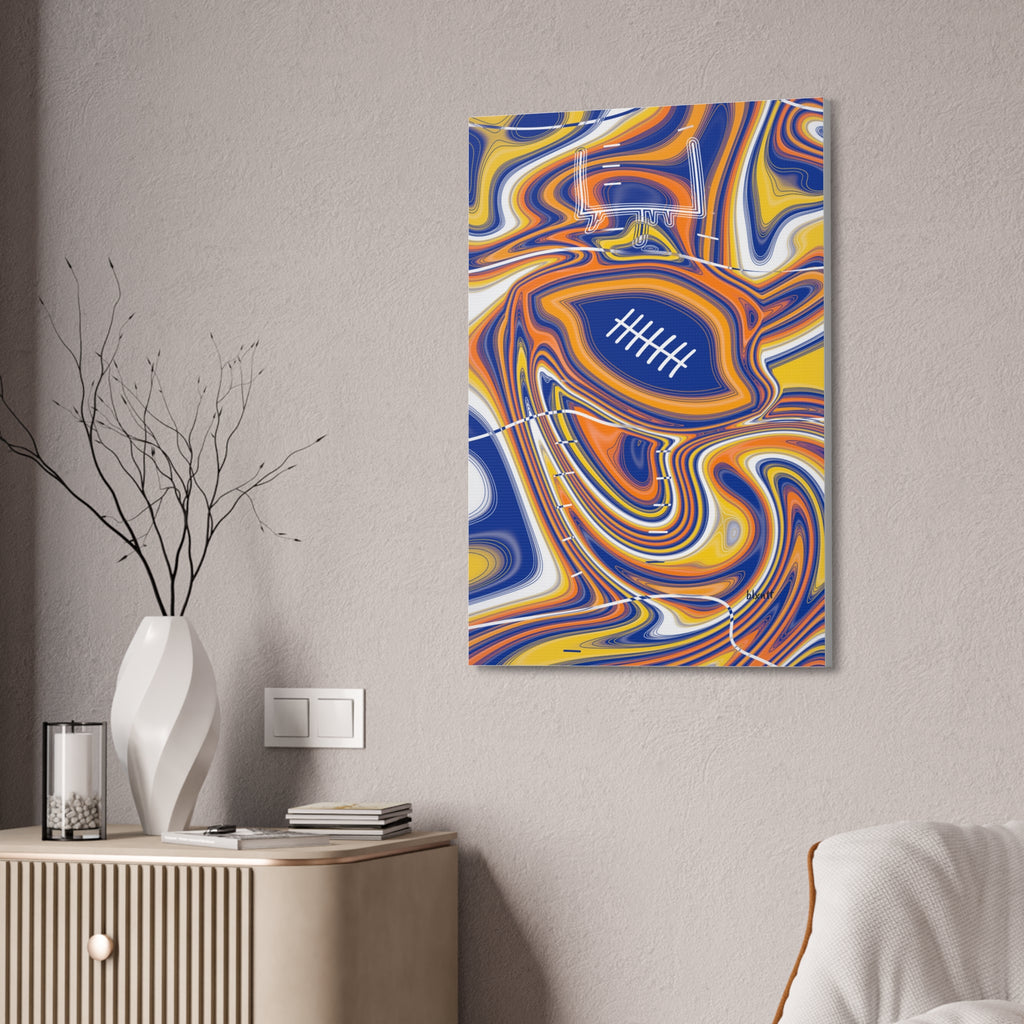 Royal Blue & Yellow Trippy Football Glossy Canvas