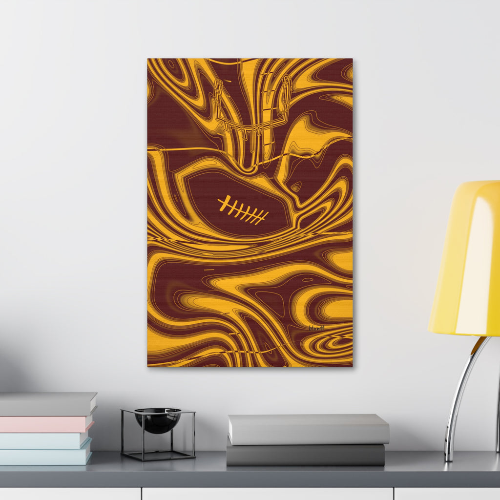 Burgundy & Gold Trippy Football Glossy Canvas