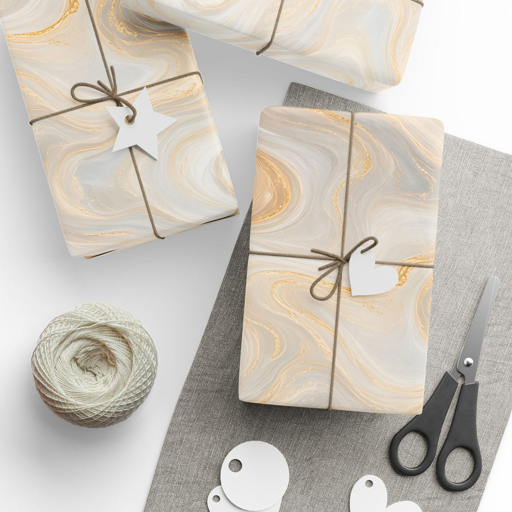 White & Gold Marble Wrapping Paper