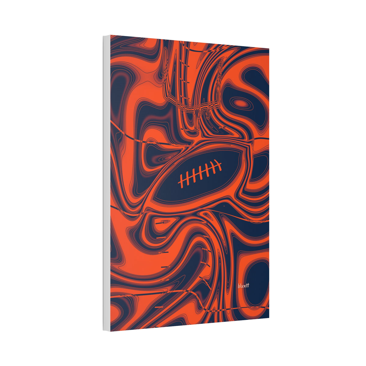 Orange & Navy Trippy Football Glossy Canvas