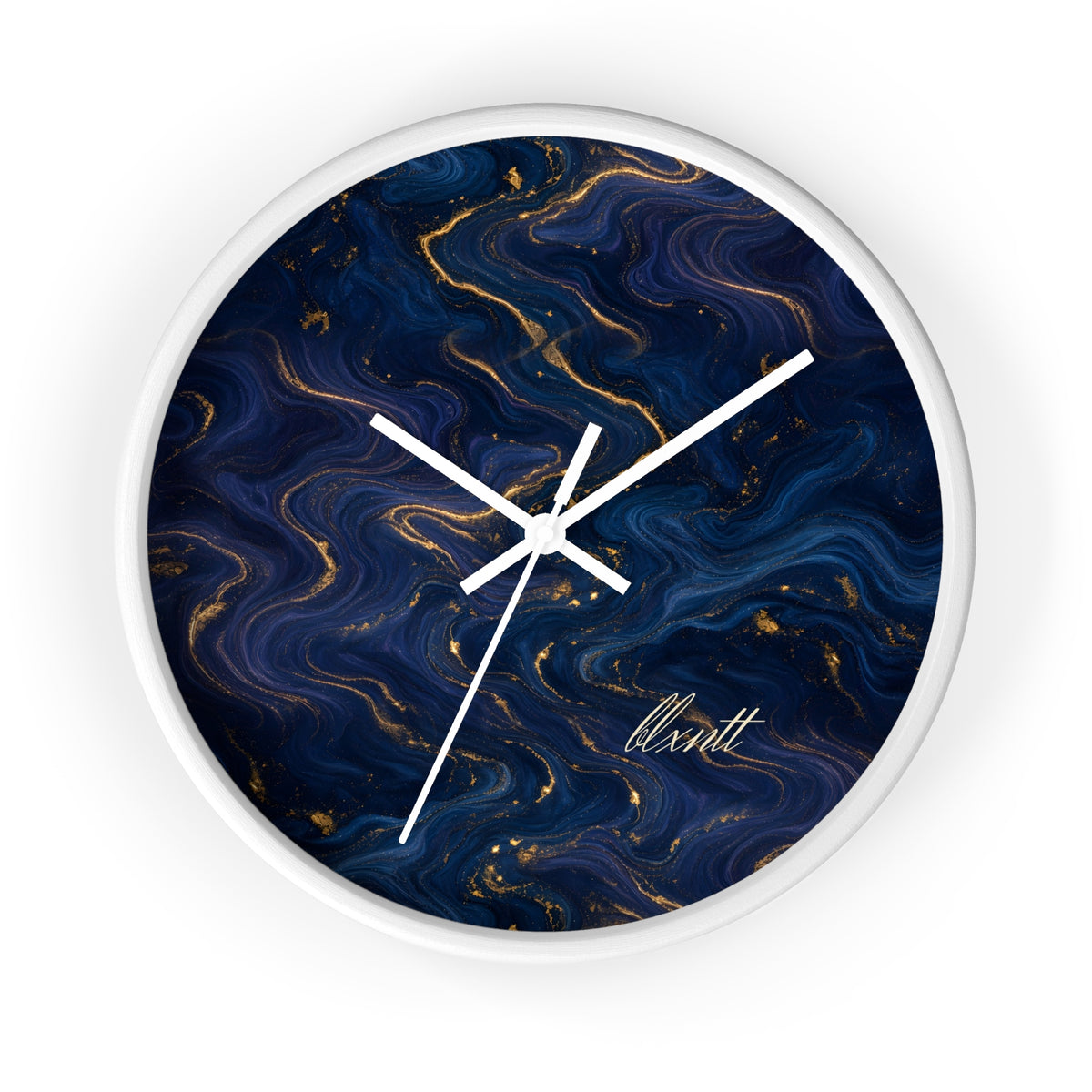 Navy & Gold Marble Wall Clock