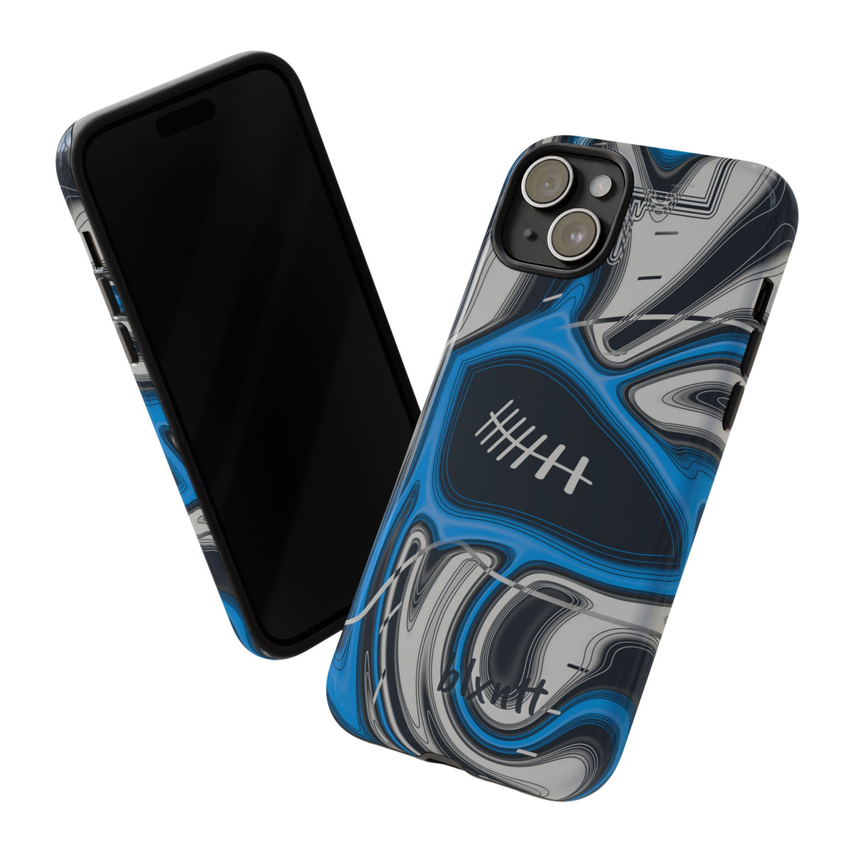 Sky Blue, Black & Silver Trippy Football Phone Case