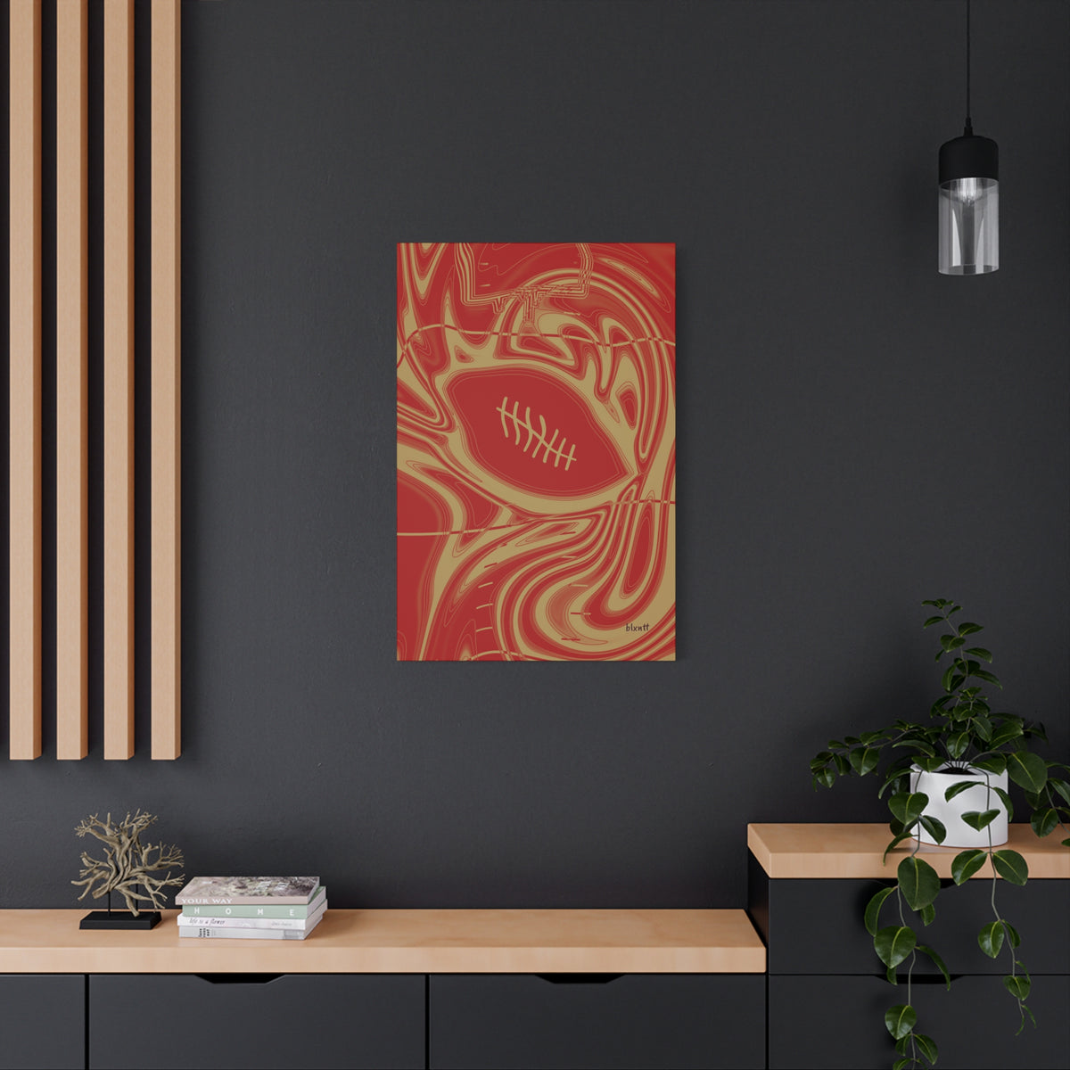 Scarlet & Gold Trippy Football Canvas