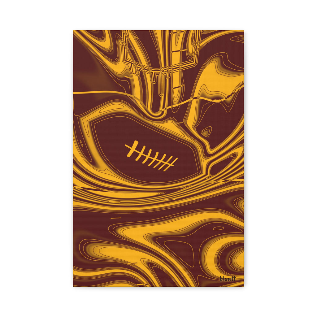 Burgundy & Gold Trippy Football Canvas