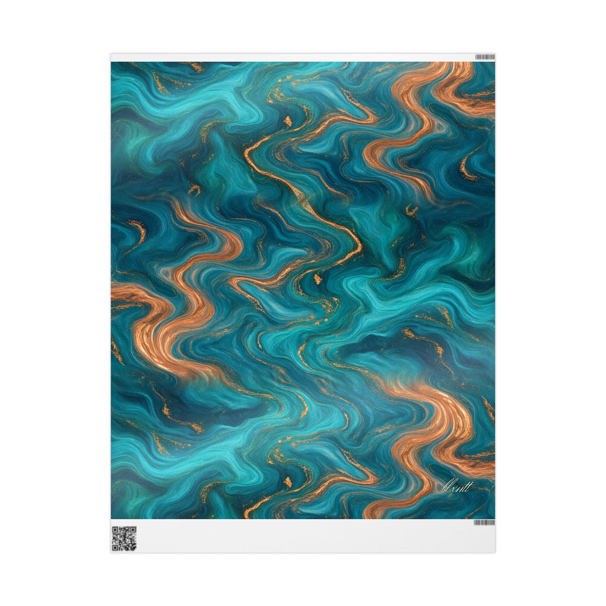 Turquoise & Copper Marble Wrapping Paper