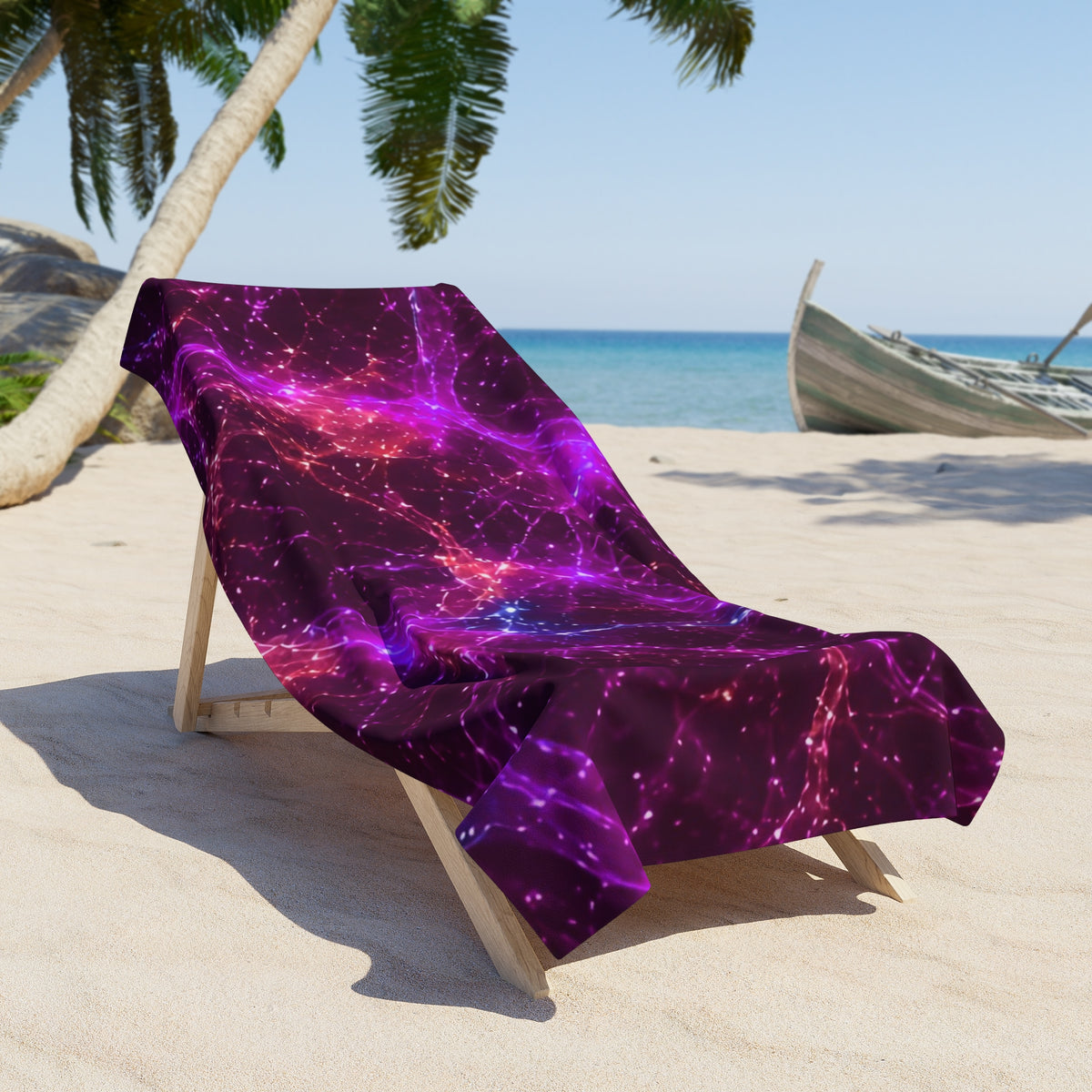 Neon Mycelium - Ember Orchid Beach Towel