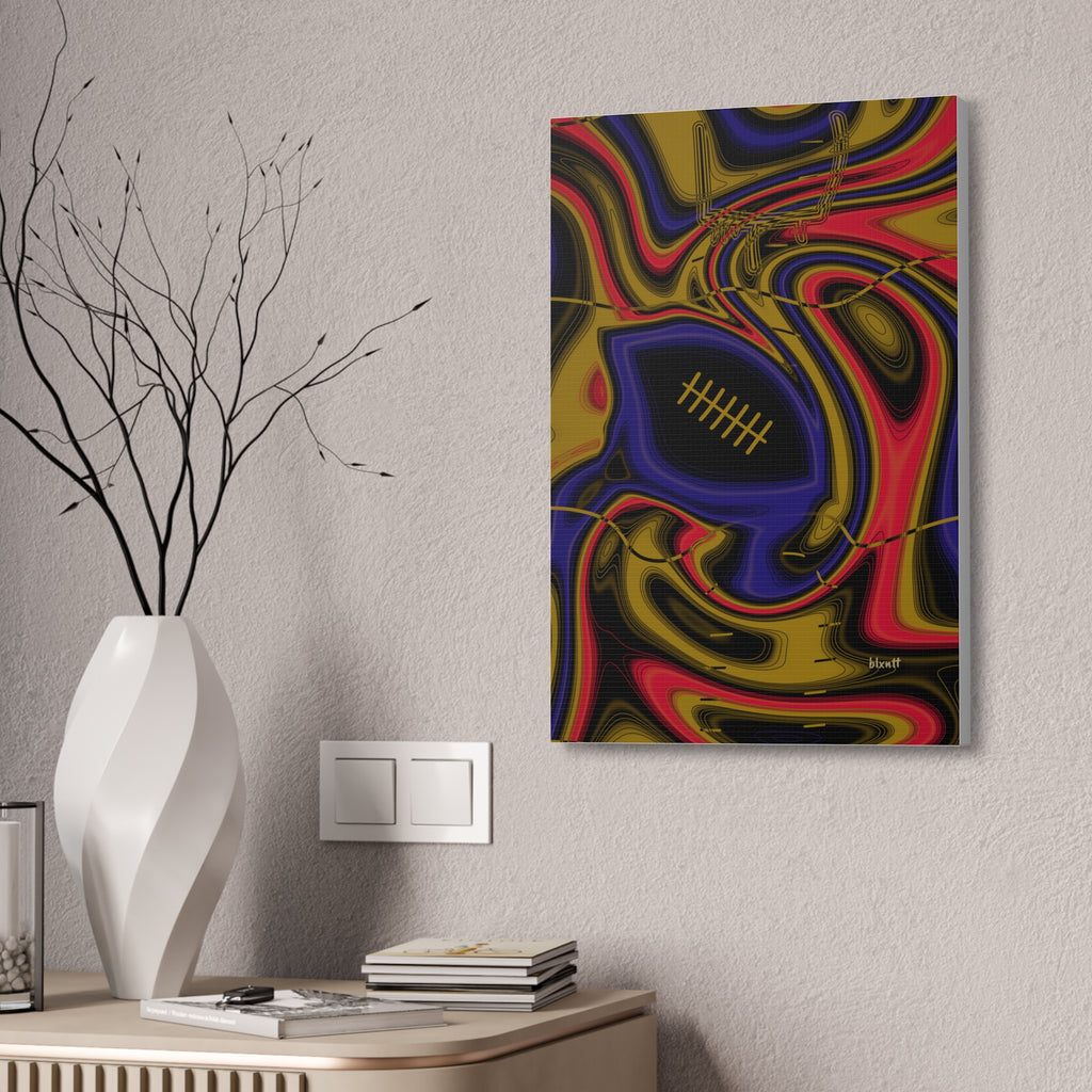 Purple, Black & Gold Trippy Football Glossy Canvas