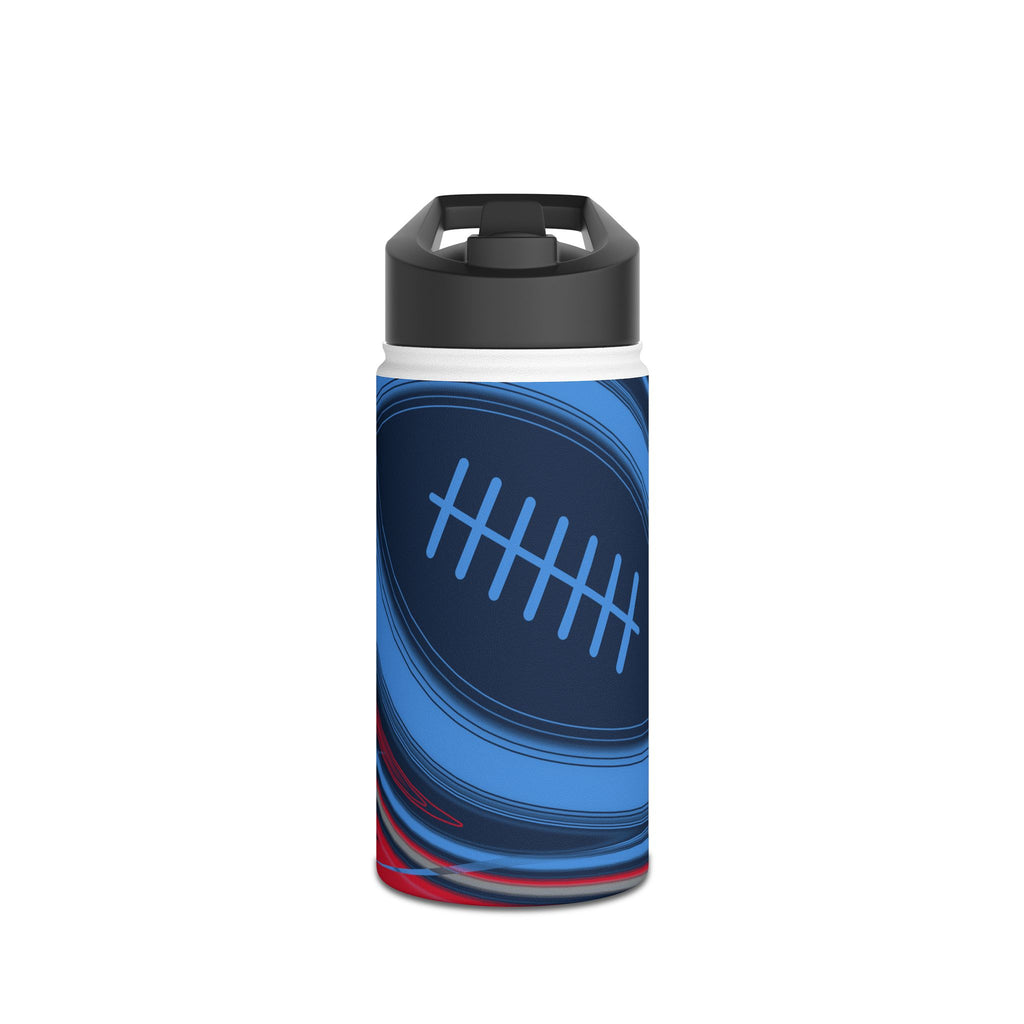 Navy, Light Blue & Red Trippy Football Water Bottle