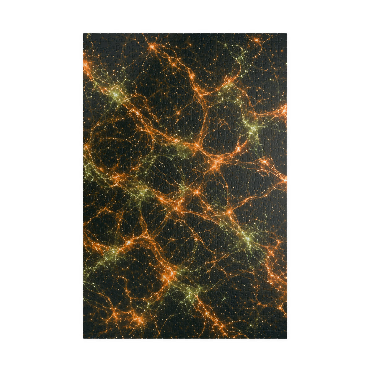 Neon Mycelium - Electric Tangerine Teal Jigsaw Puzzle