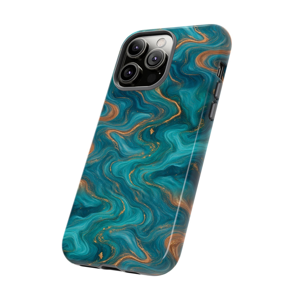 Turquoise & Copper Marble Phone Case