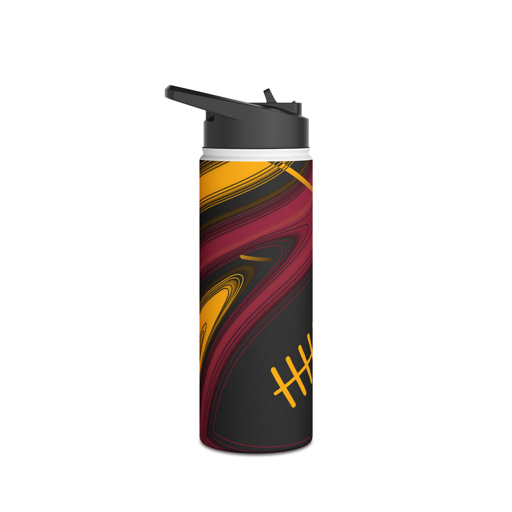 Cardinal Red, Black & Gold Trippy Football Water Bottle