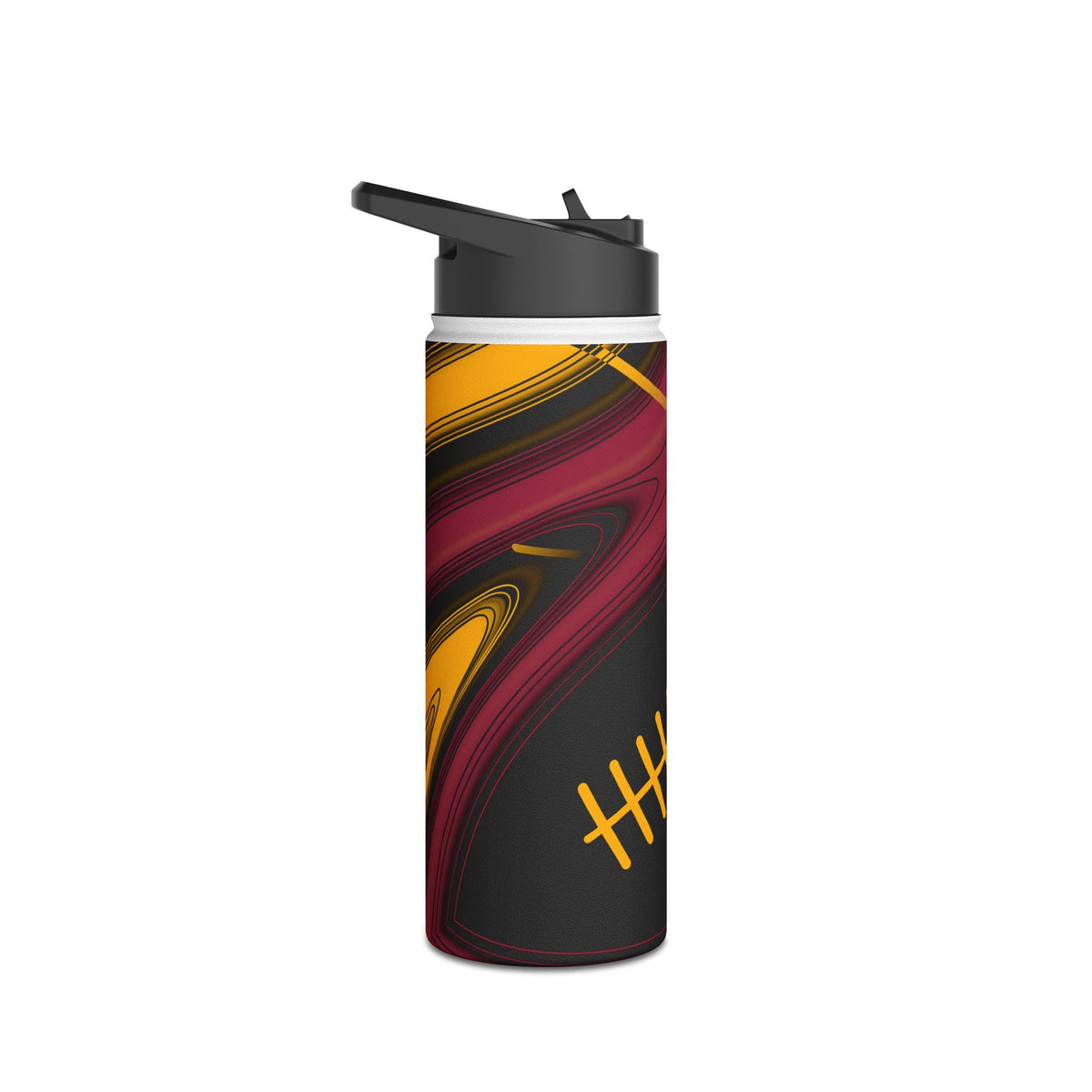 Cardinal Red, Black & Gold Trippy Football Water Bottle