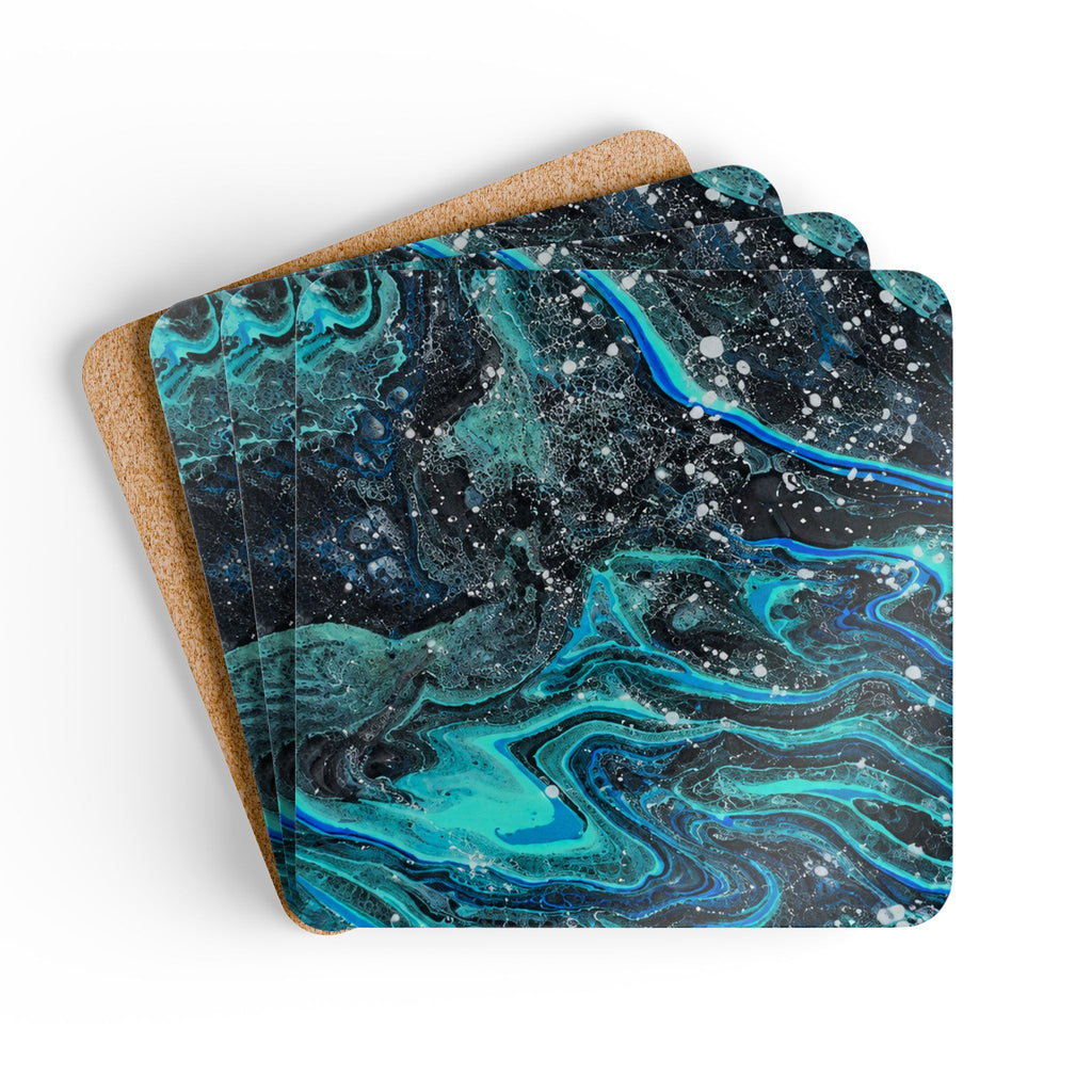 BLXNTT Deep Current Pour Hardboard Coasters with Cork Bottom (Set of 4)