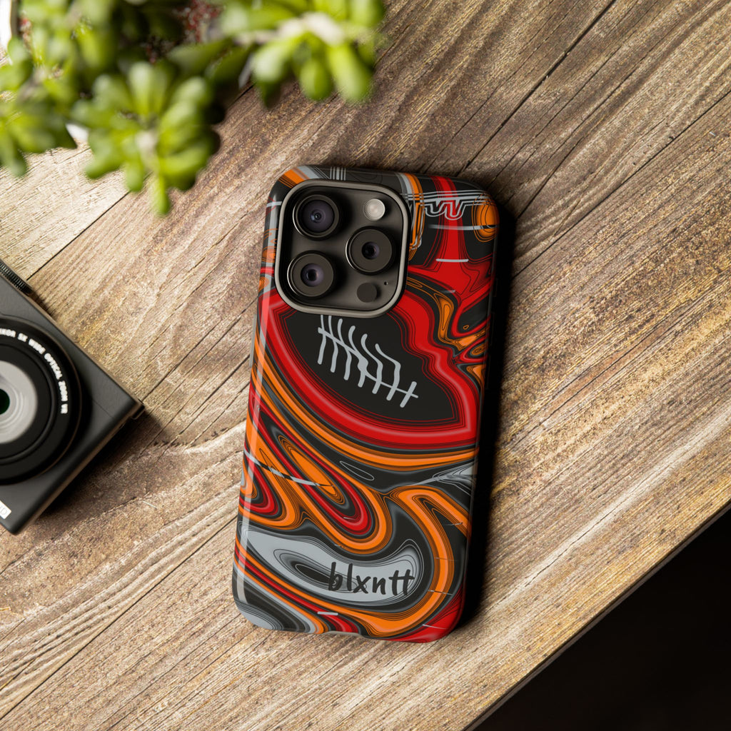Red, Orange & Pewter Trippy Football Phone Case