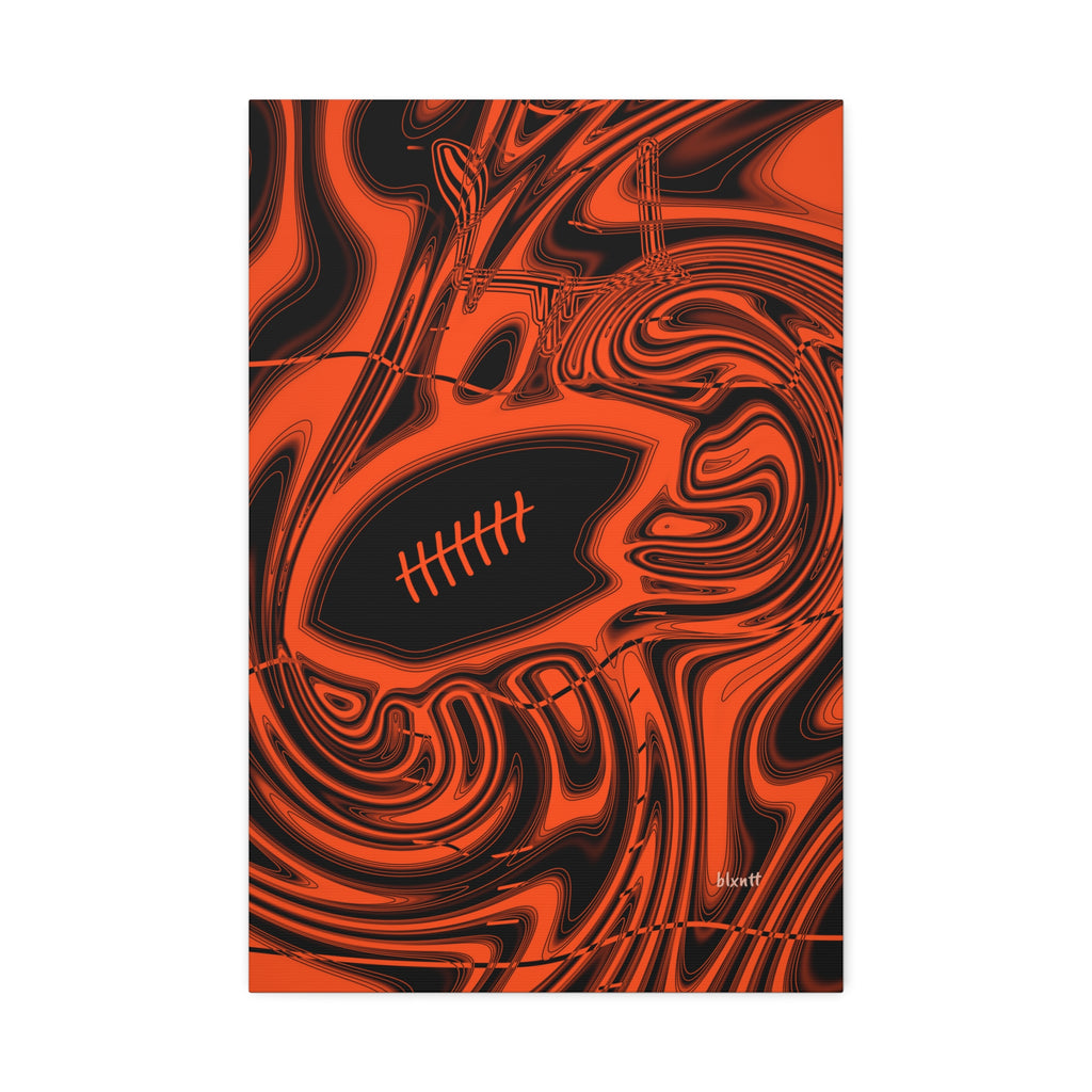 Orange & Black Trippy Football Glossy Canvas