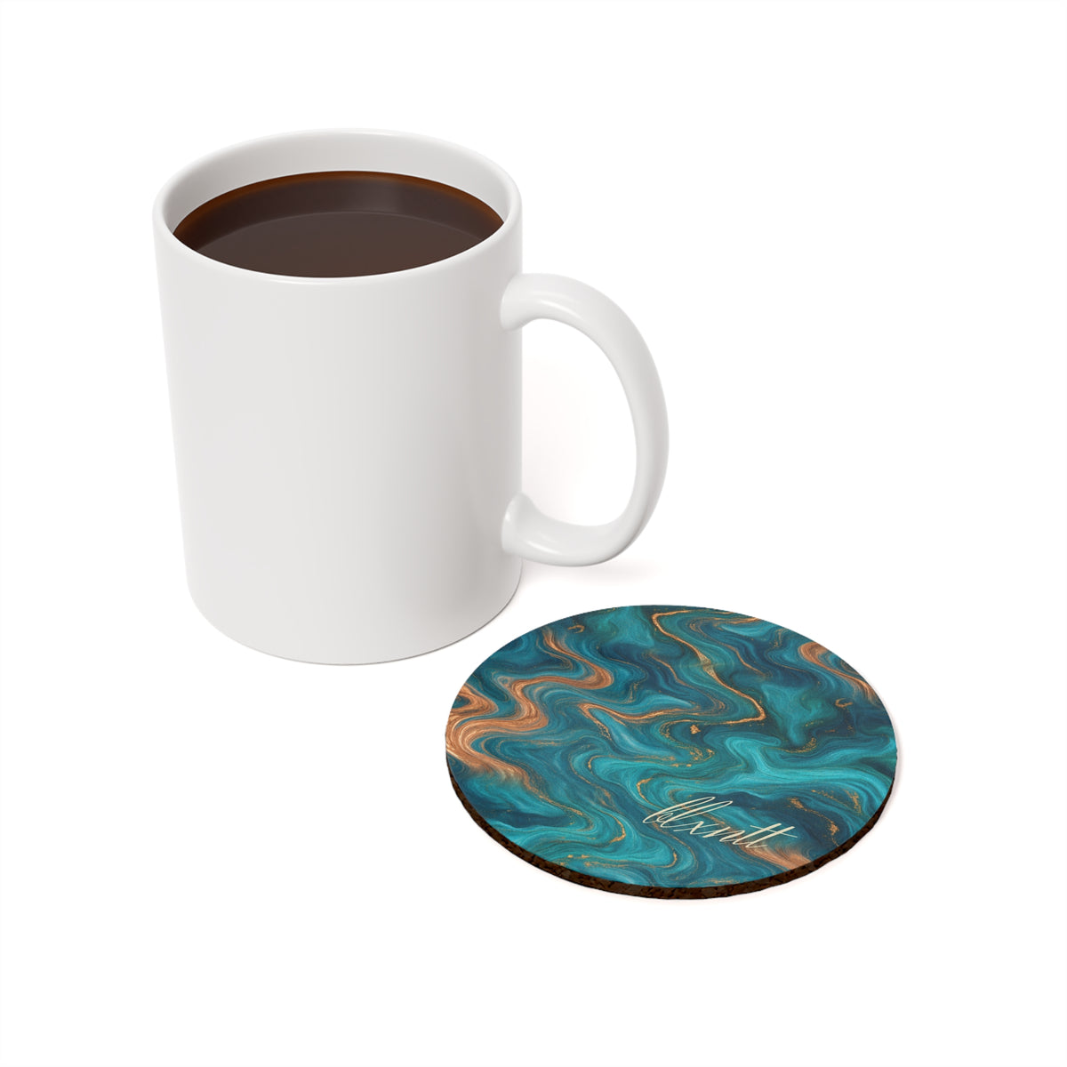 Turquoise & Copper Marble Coaster