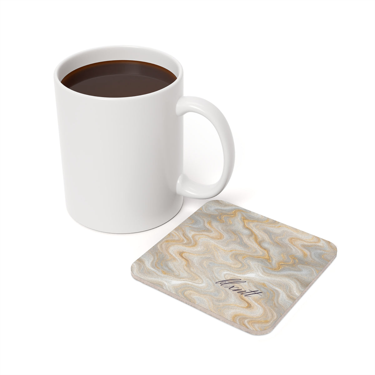 White & Gold Marble Coaster