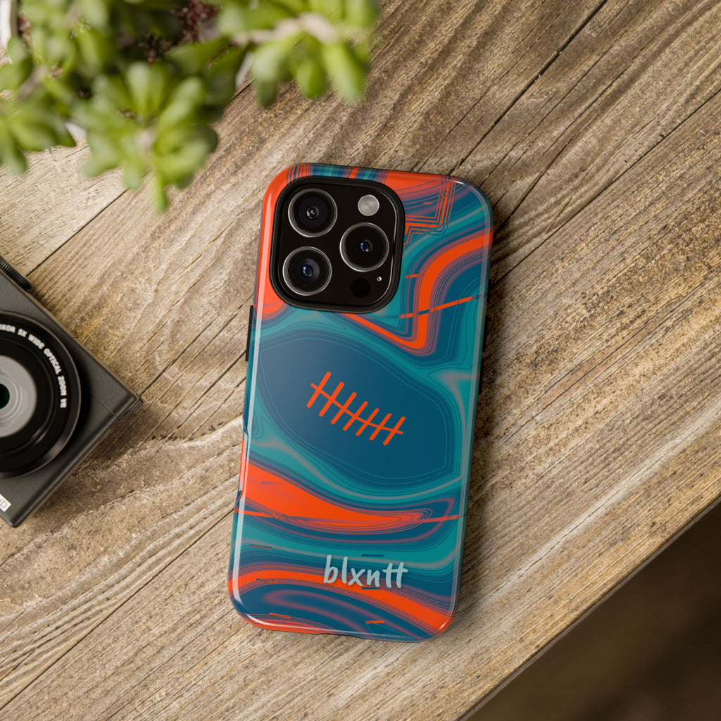 Aqua & Orange Trippy Football Phone Case