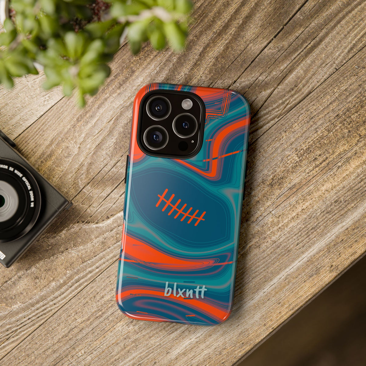 Aqua & Orange Trippy Football Phone Case