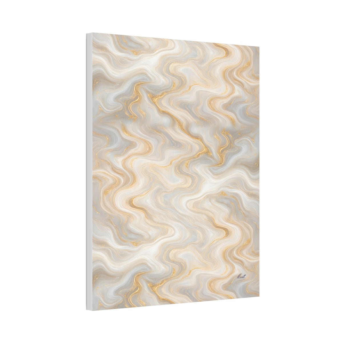 White & Gold Marble Glossy Canvas