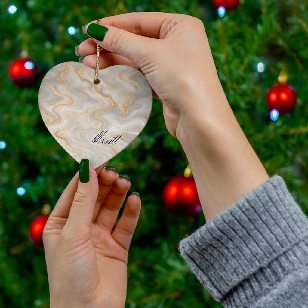 White & Gold Marble Ornament