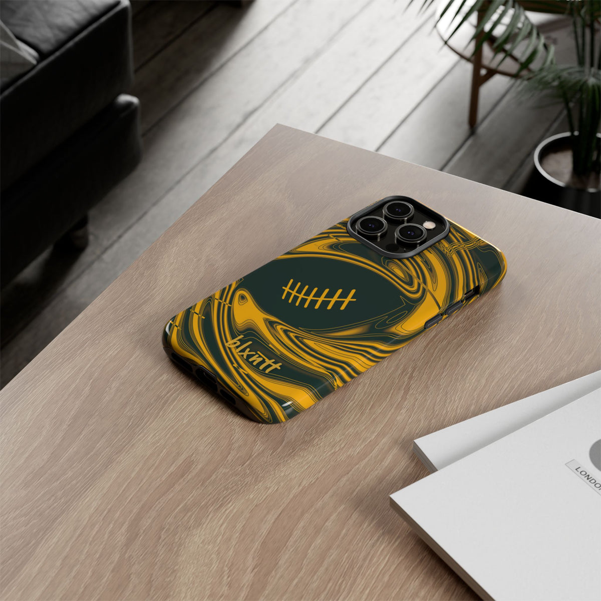 Green & Gold Trippy Football Phone Case
