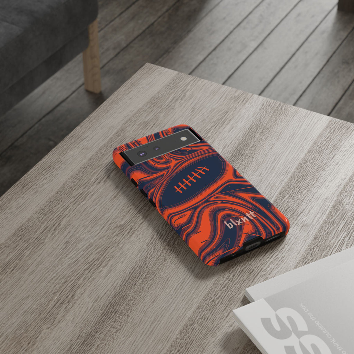 Orange & Navy Trippy Football Phone Case