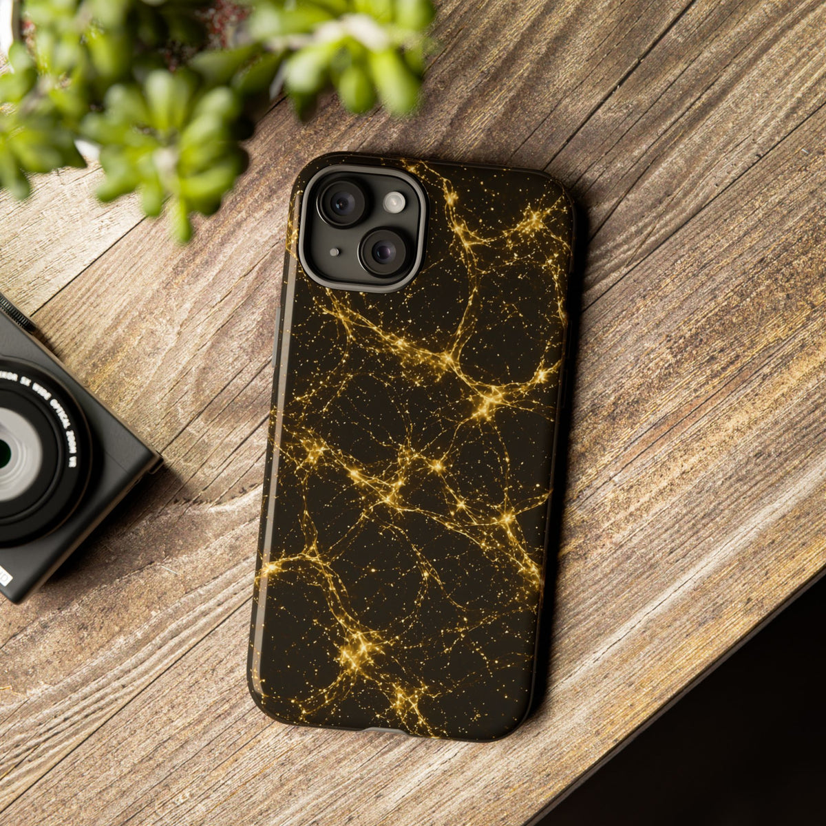 Neon Mycelium - Gold Filigree Phone Case