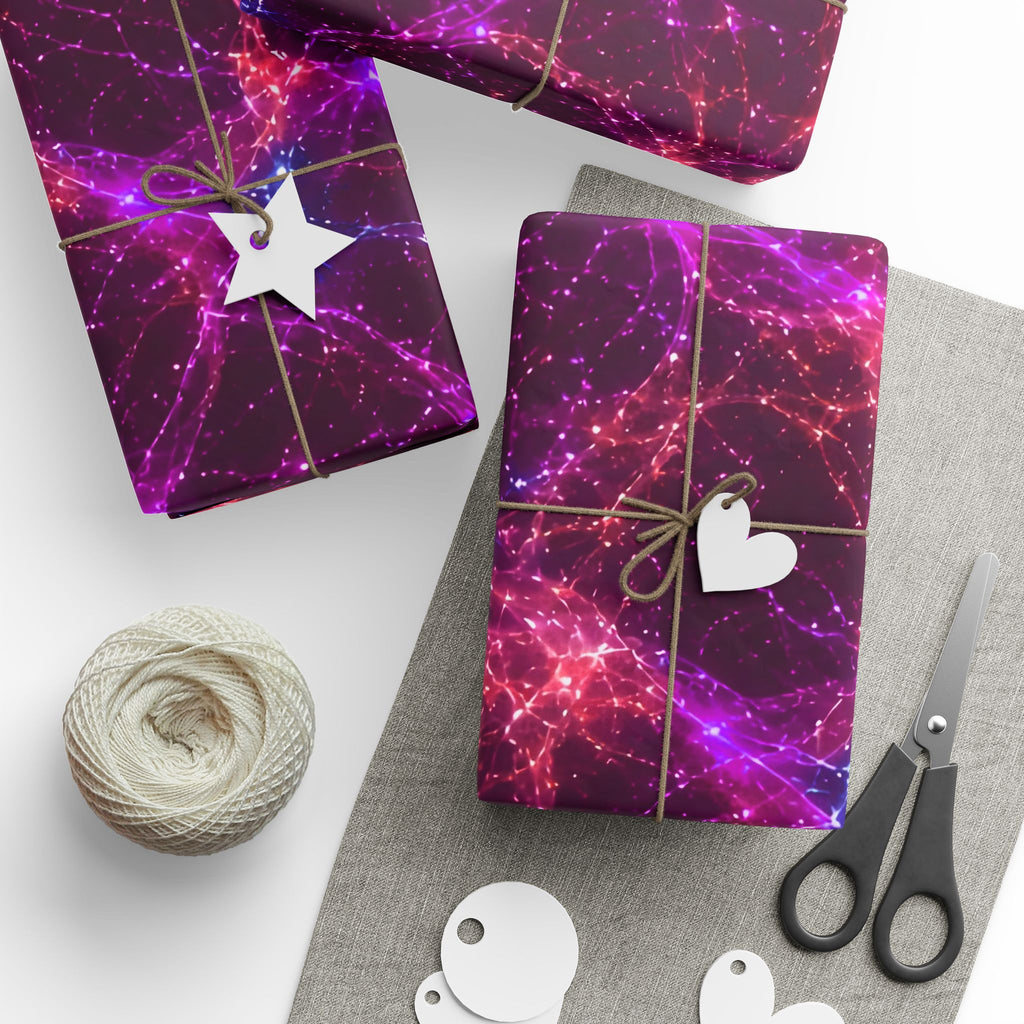 Neon Mycelium - Ember Orchid Wrapping Paper