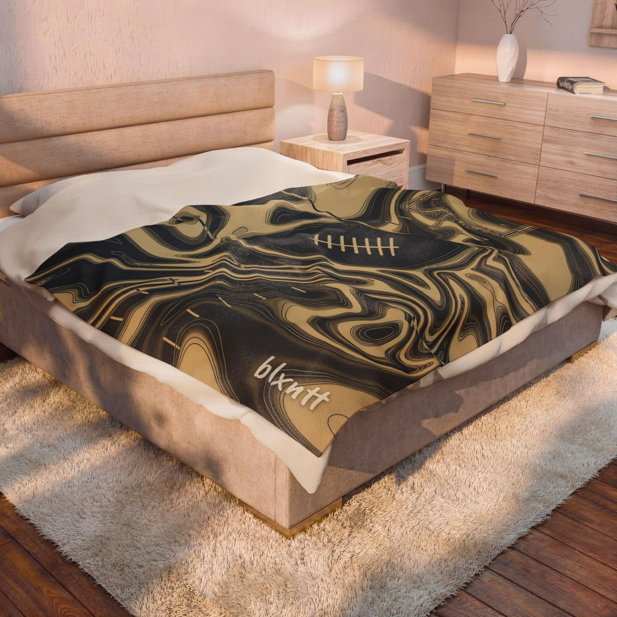 Old Gold & Black Trippy Football Blanket