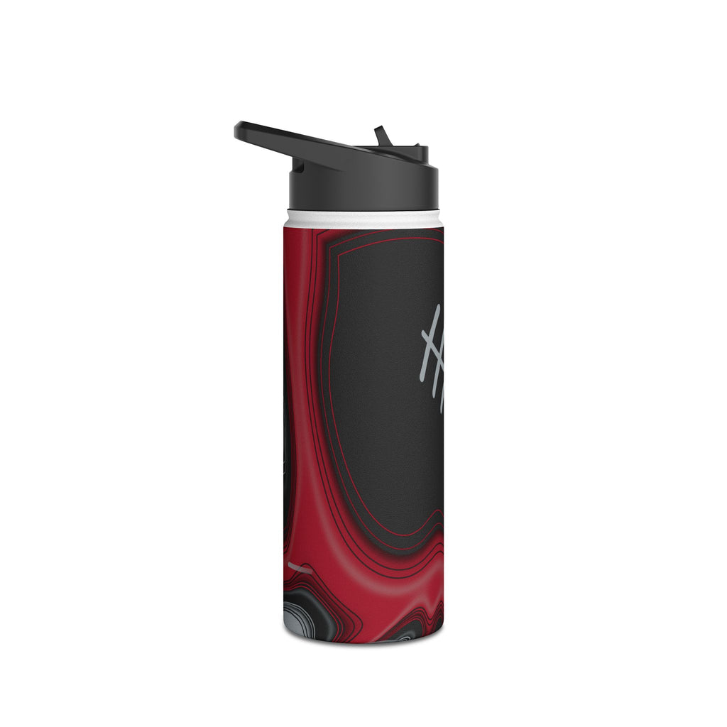 Red, Black & Silver Trippy Football Water Bottle