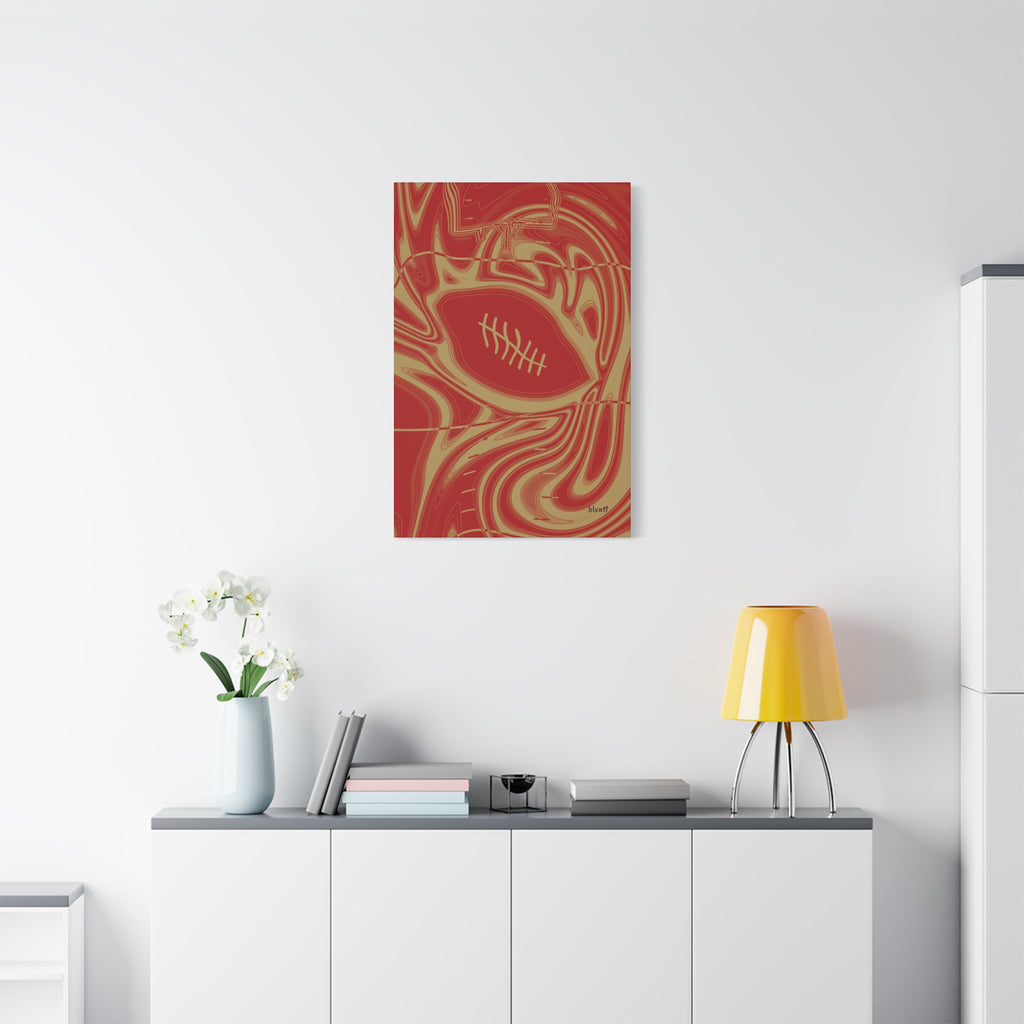 Scarlet & Gold Trippy Football Canvas