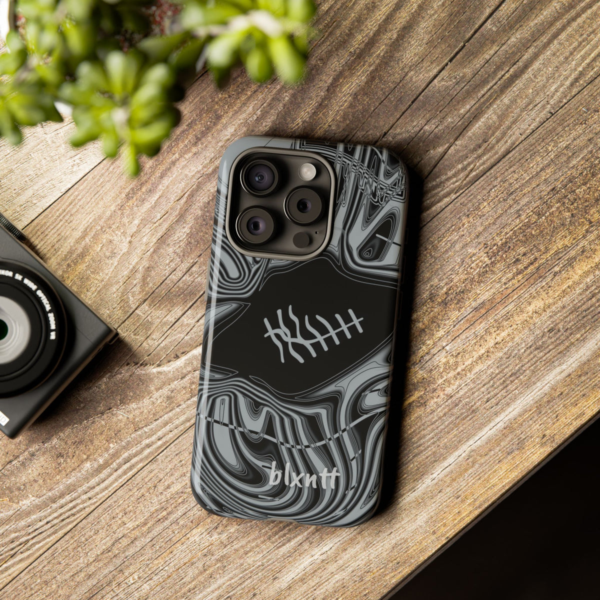 Black & Silver Trippy Football Phone Case