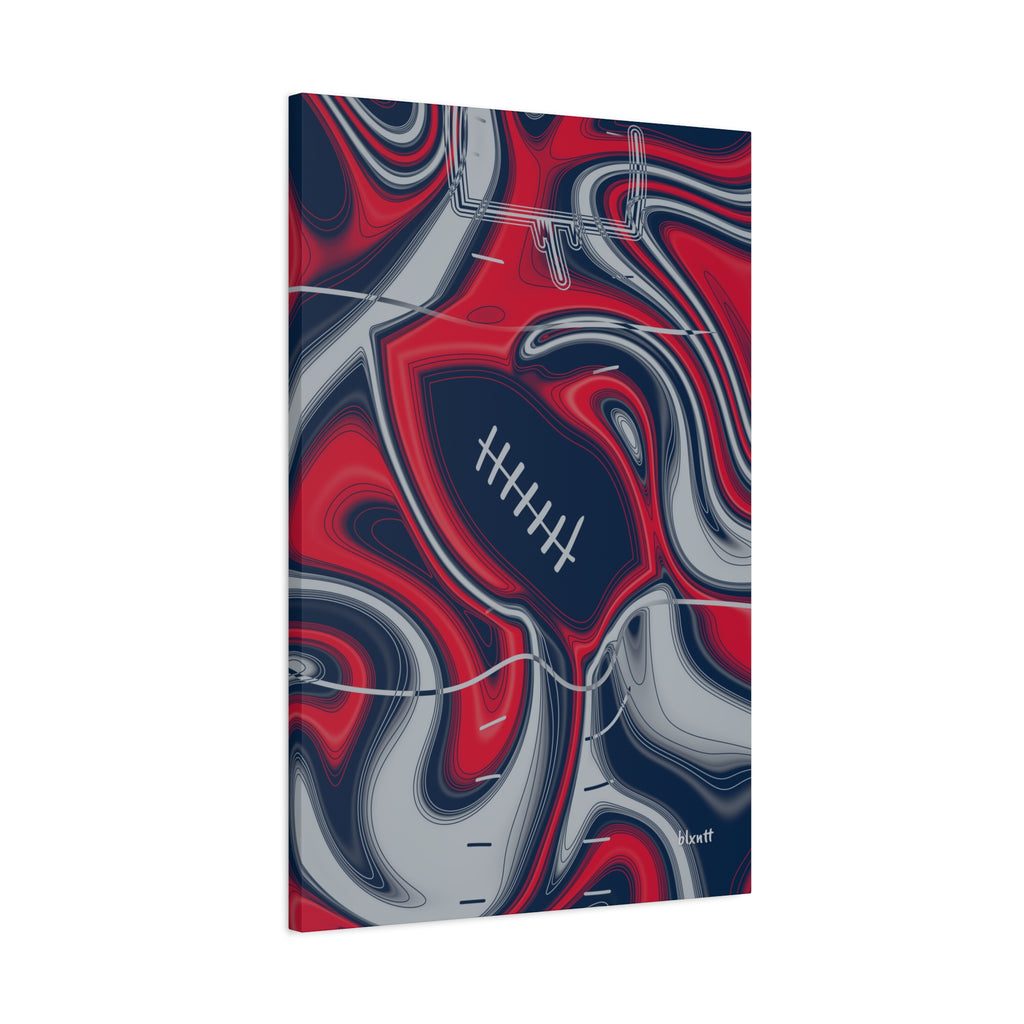 Navy, Red & Silver Trippy Football Canvas